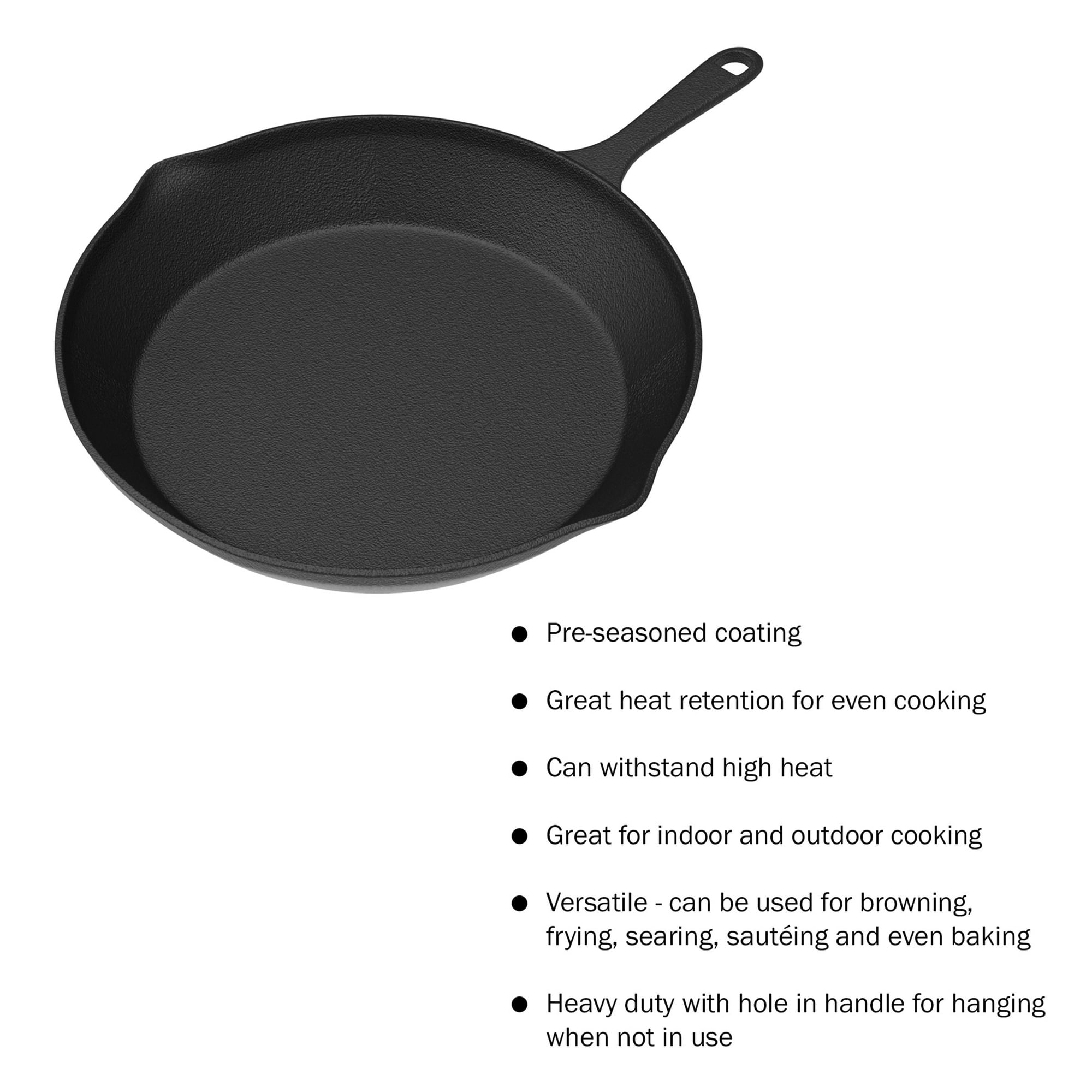 Pre-Seasoned Cast Iron Skillet Set – 10", 8", 6" (3-Piece)