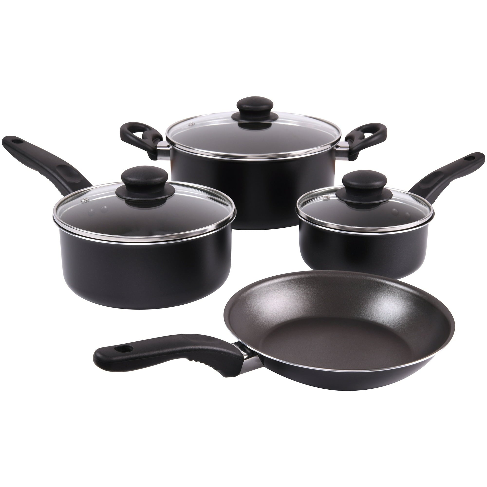 7-Piece Black Non-Stick Aluminum Cookware Set