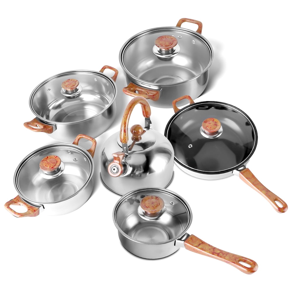 12-Piece Nonstick Stainless Steel Cookware Set