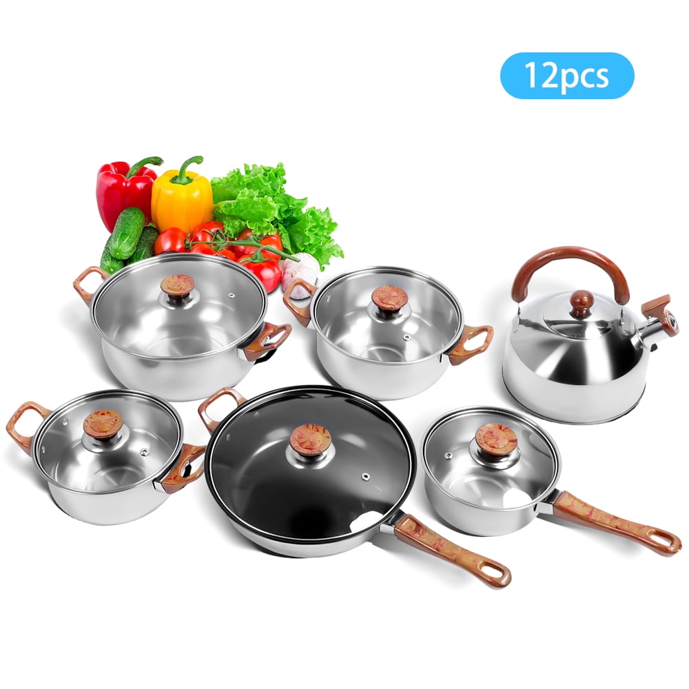 12-Piece Nonstick Stainless Steel Cookware Set