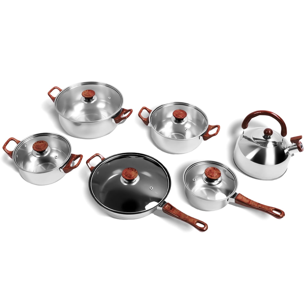 12-Piece Nonstick Stainless Steel Cookware Set