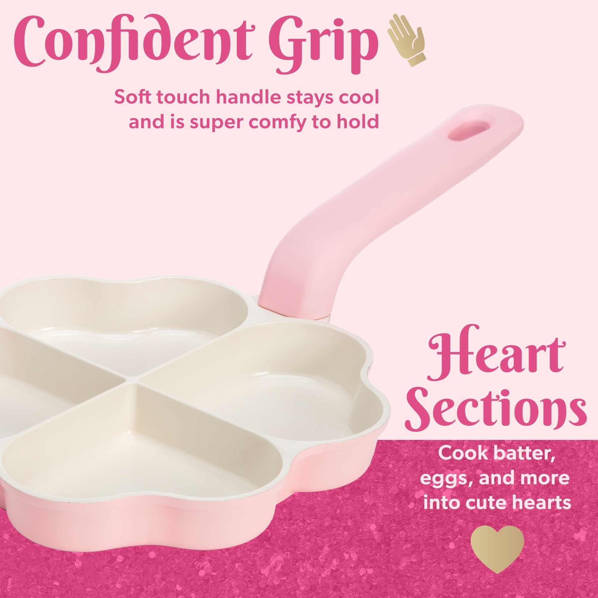 8 in Non-Stick Ceremic Heart Shaped Stick Fry Pan