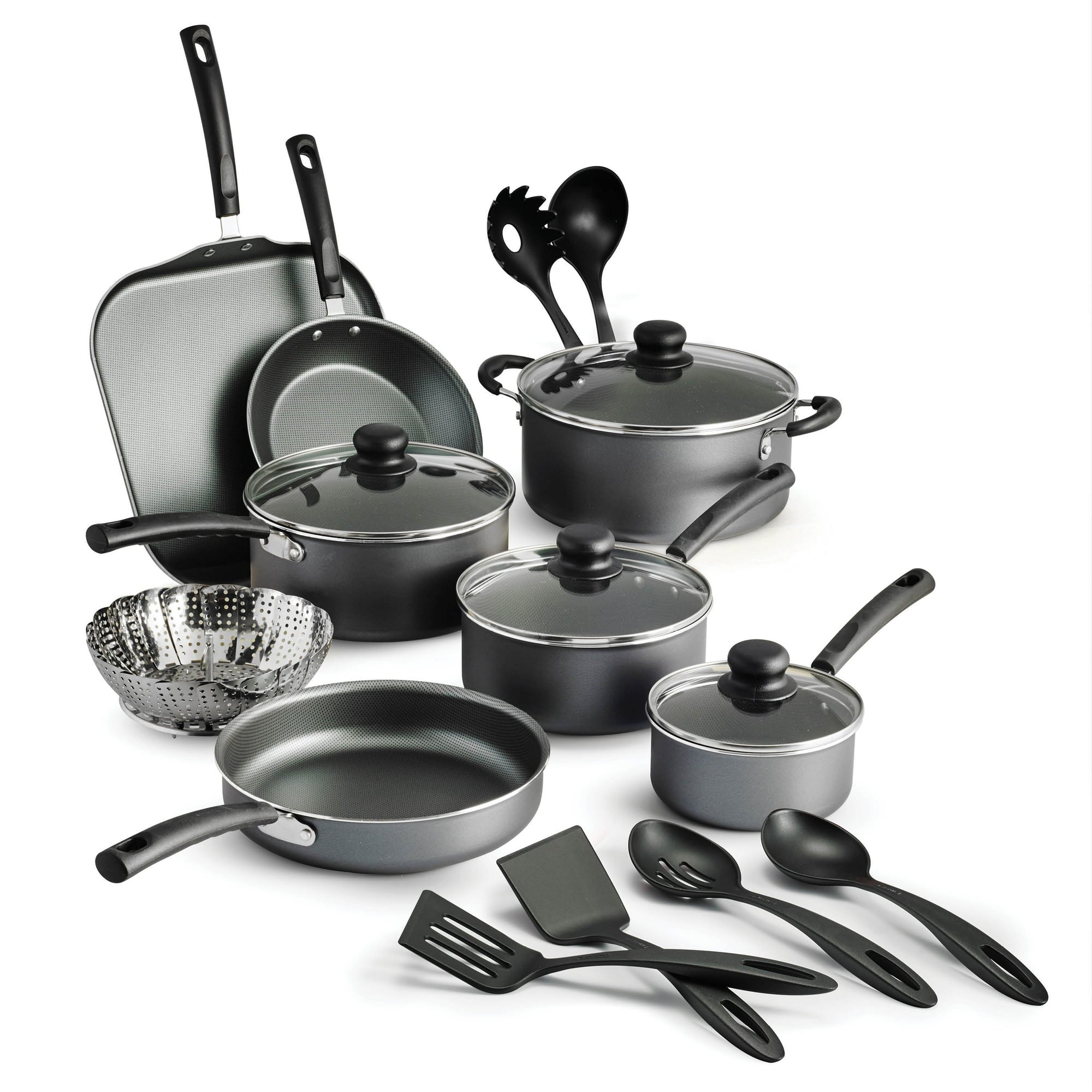 18-Piece Nonstick Cookware Set – Steel Gray