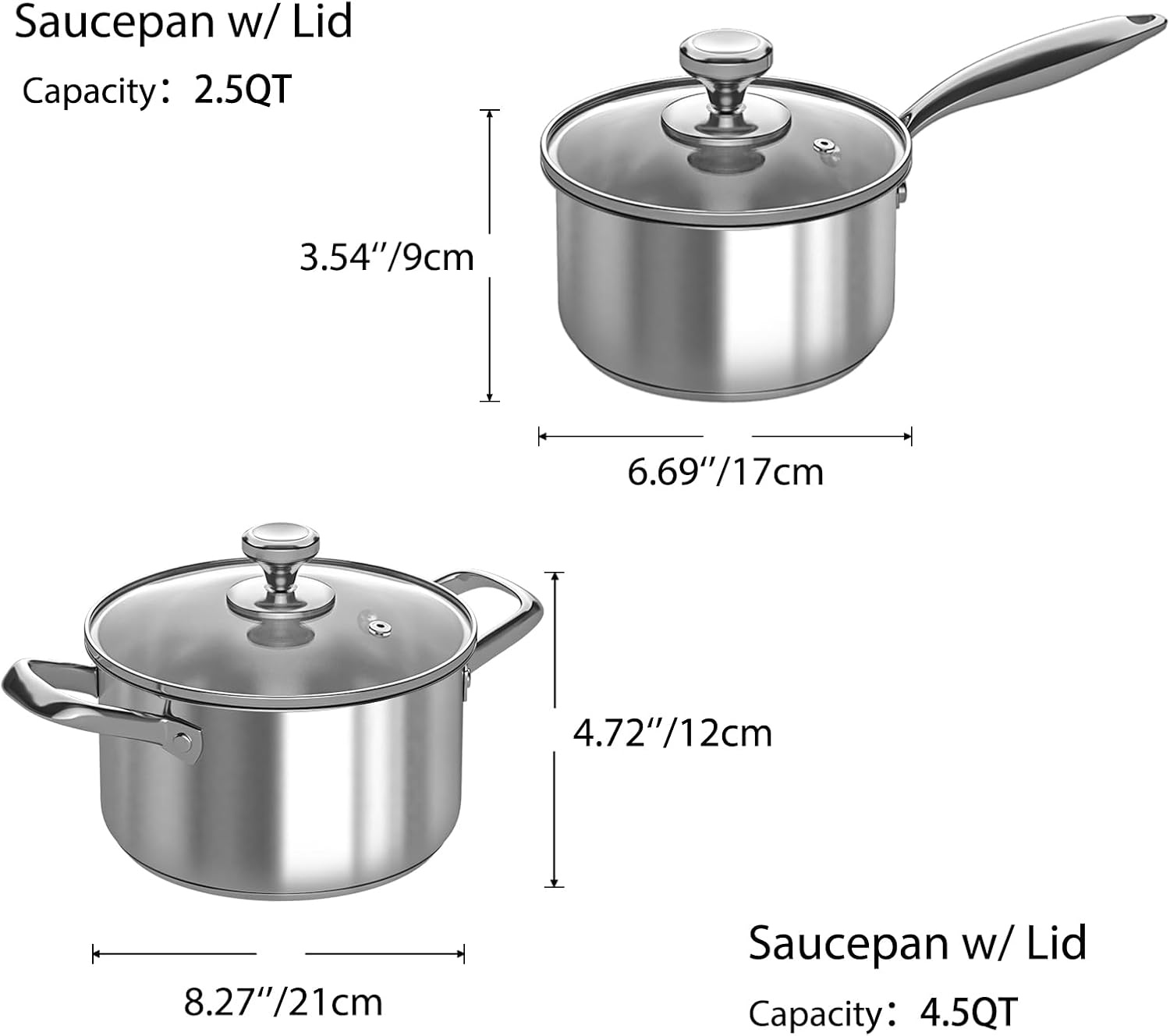 7-Piece Stainless Steel Cookware Set – Induction, Electric & Gas Compatible, Oven & Dishwasher Safe