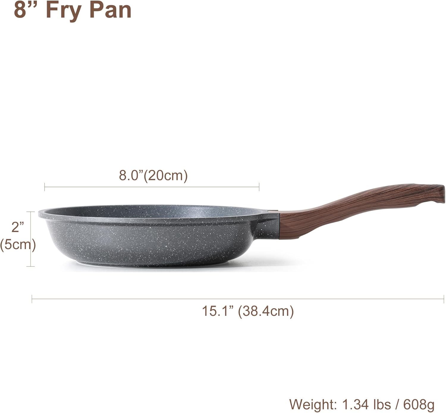 8-Inch Nonstick Frying Pan – Swiss Granite Coating, PFOA-Free, Healthy Stone Cookware