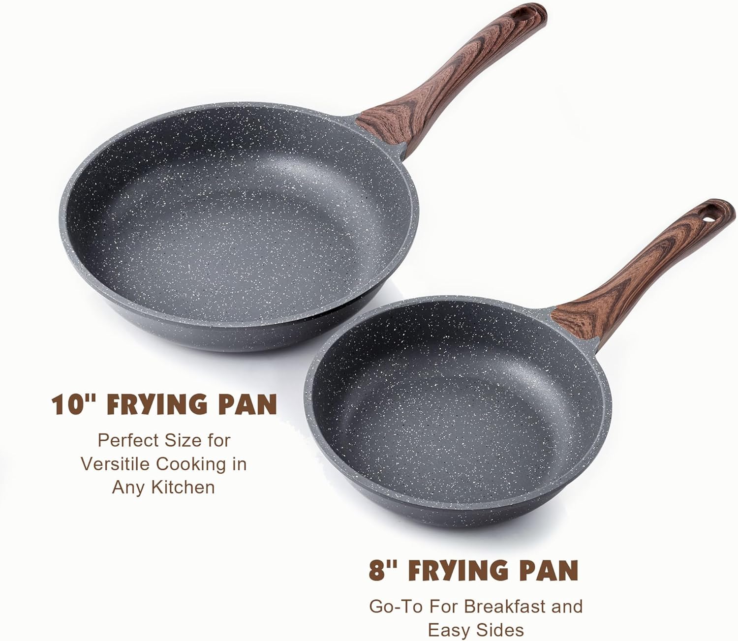 8-Inch Nonstick Frying Pan – Swiss Granite Coating, PFOA-Free, Healthy Stone Cookware