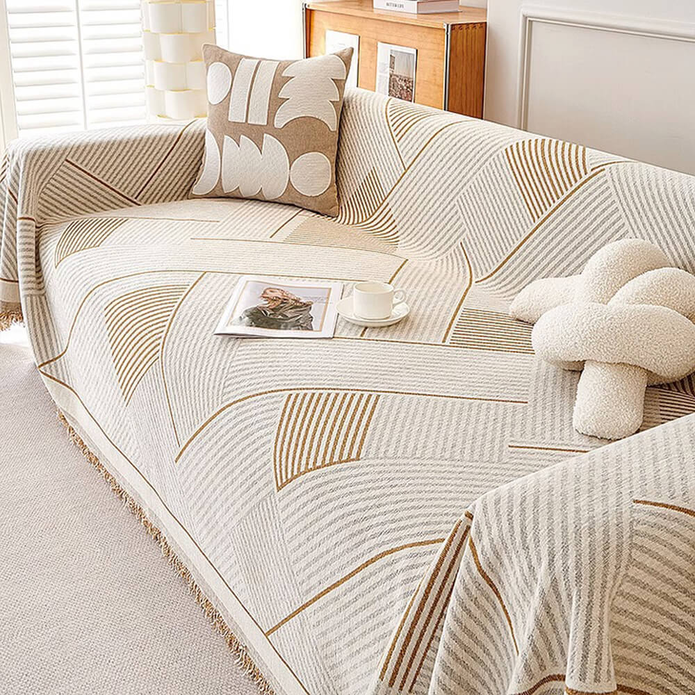 Classic Geometric Chenille Pattern Sofa Throw Cover