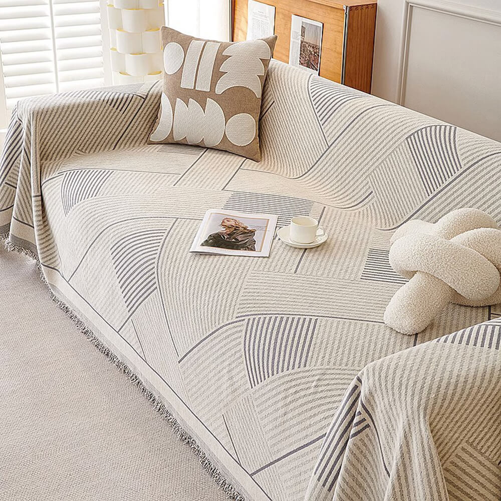 Classic Geometric Chenille Pattern Sofa Throw Cover