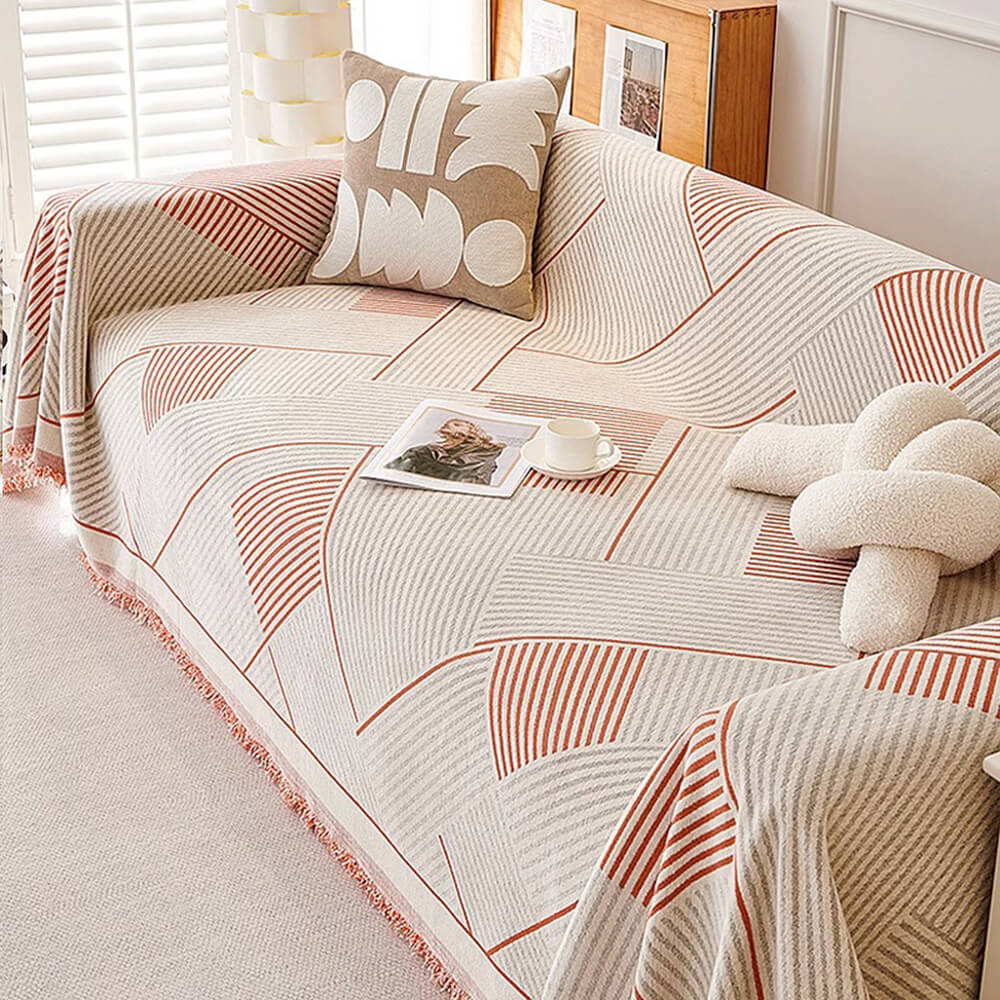 Classic Geometric Chenille Pattern Sofa Throw Cover