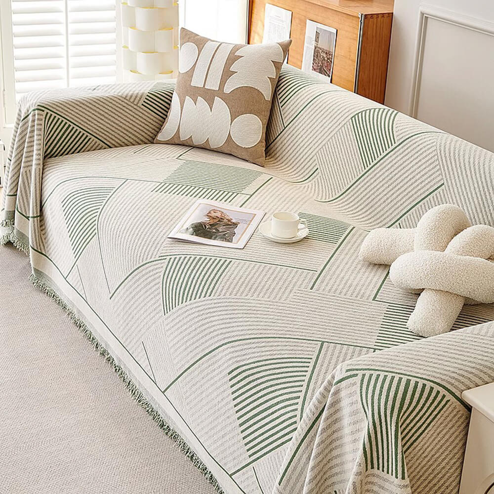 Classic Geometric Chenille Pattern Sofa Throw Cover