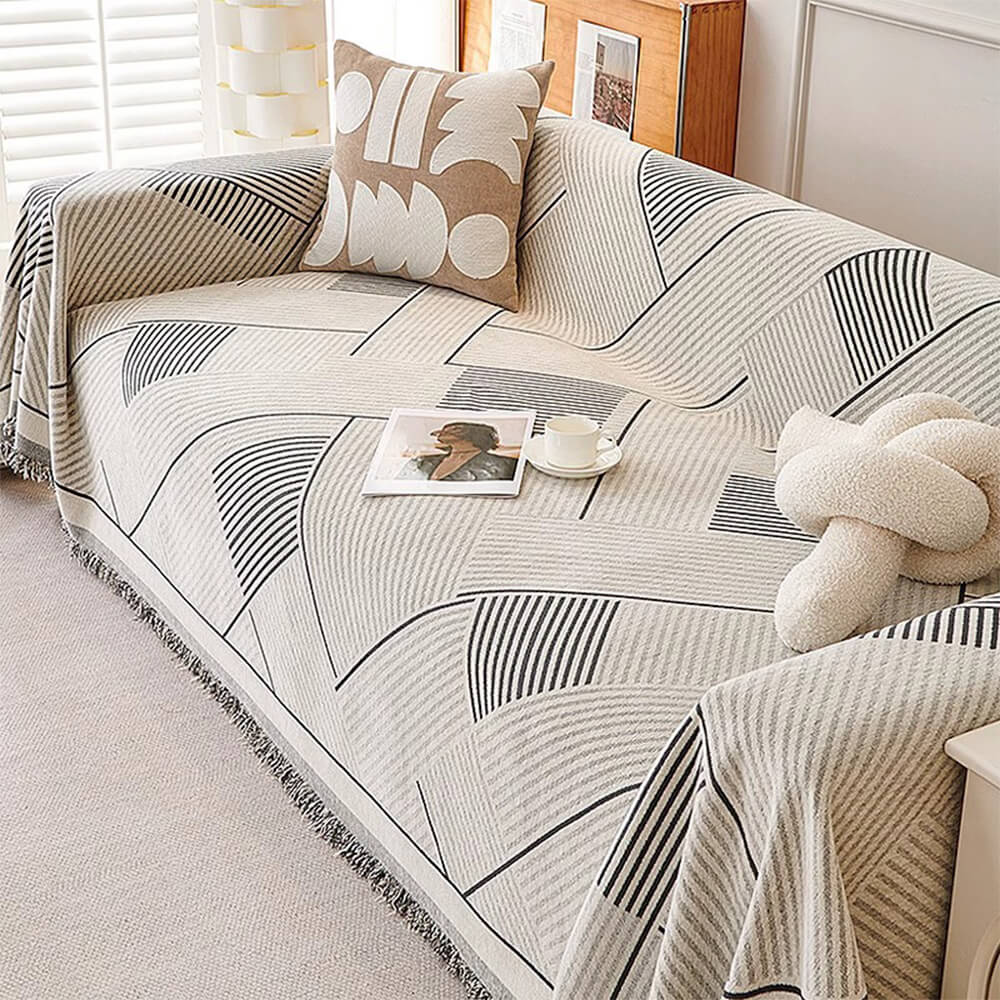 Classic Geometric Chenille Pattern Sofa Throw Cover