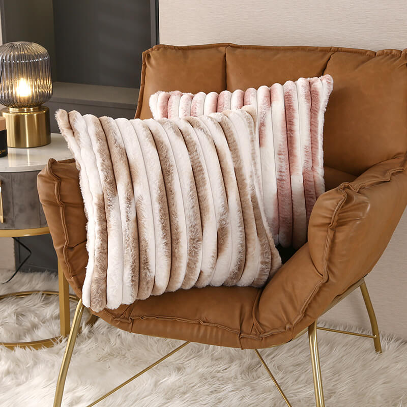 Soft Plush Color-Block Decorative Throw Pillow