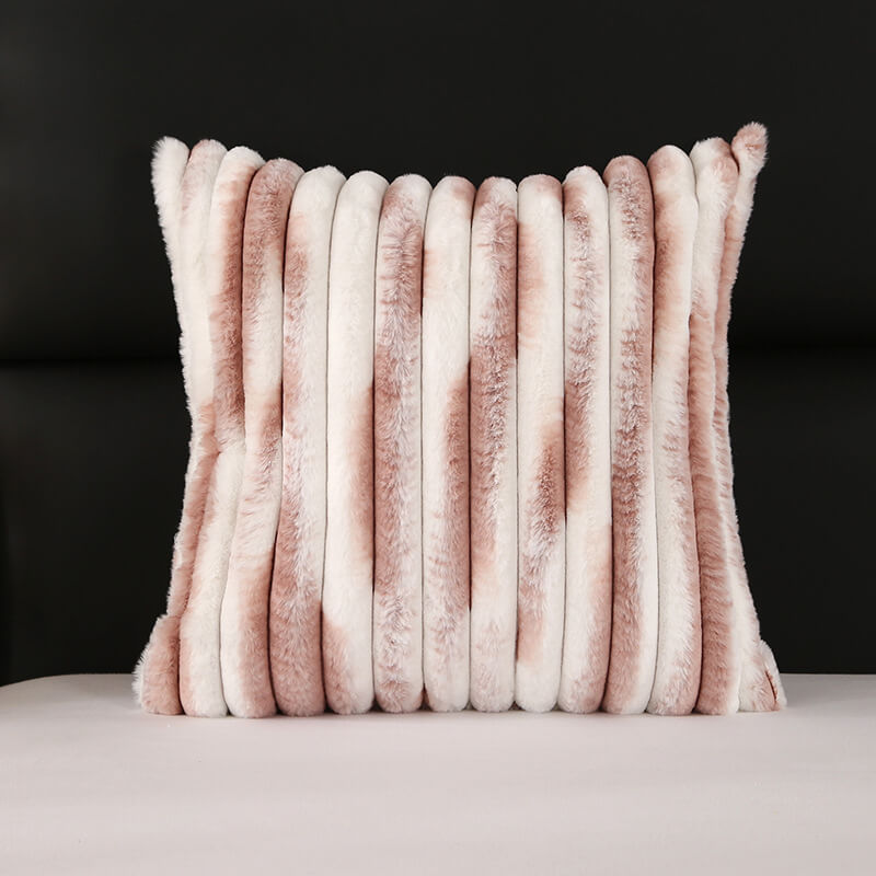 Soft Plush Color-Block Decorative Throw Pillow