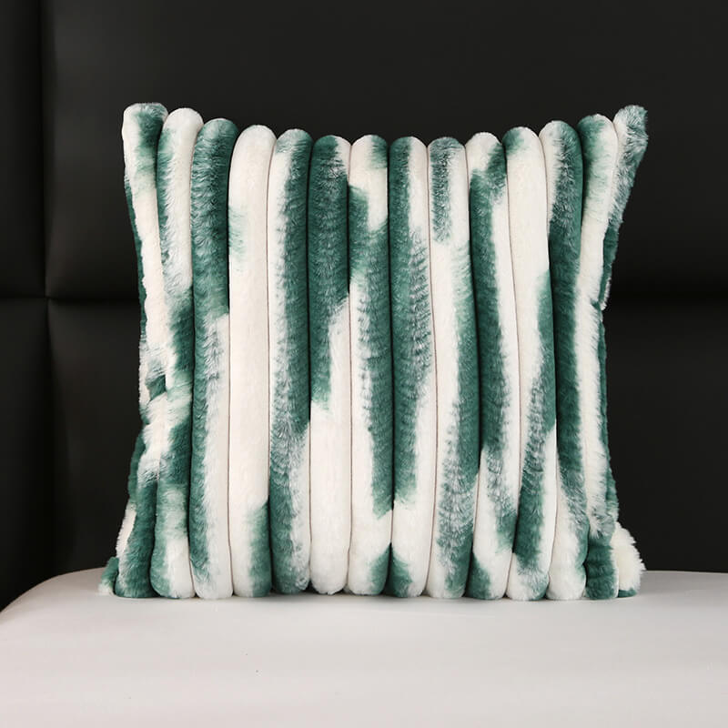 Soft Plush Color-Block Decorative Throw Pillow
