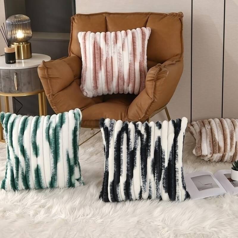 Soft Plush Color-Block Decorative Throw Pillow