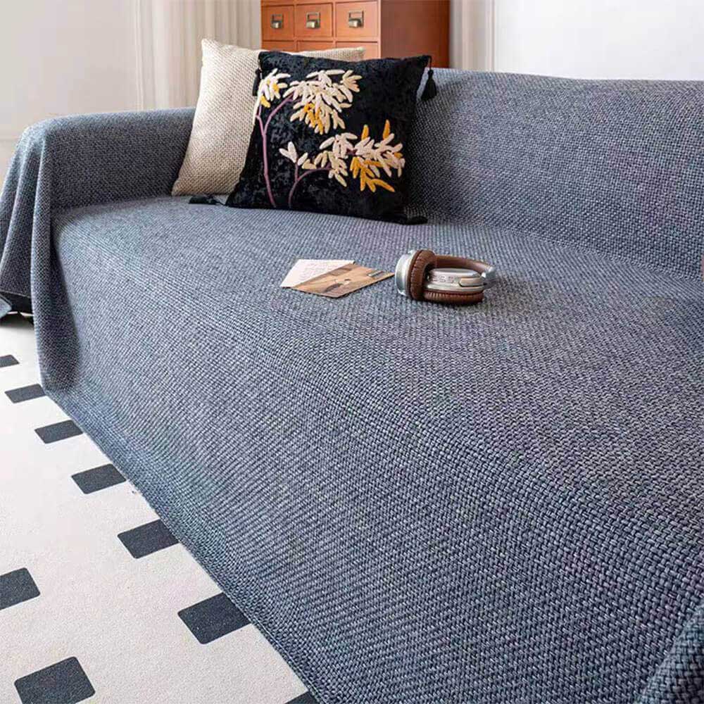 Breathable Woven Linen-Look Scratch-Resistant Sofa Throw Cover