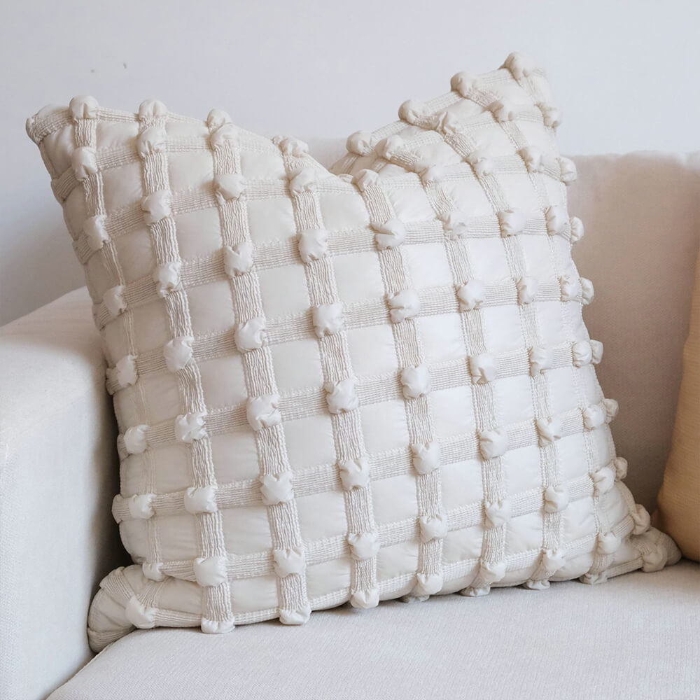 Luxury Fashion Checkered Decorative Lumbar Pillow for Home Sofa