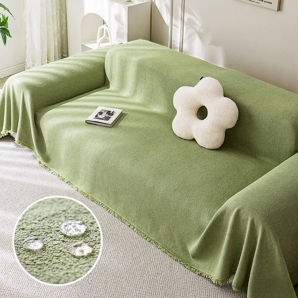 Soft Water-Resistant Teddy Plush Sofa Throw Cover