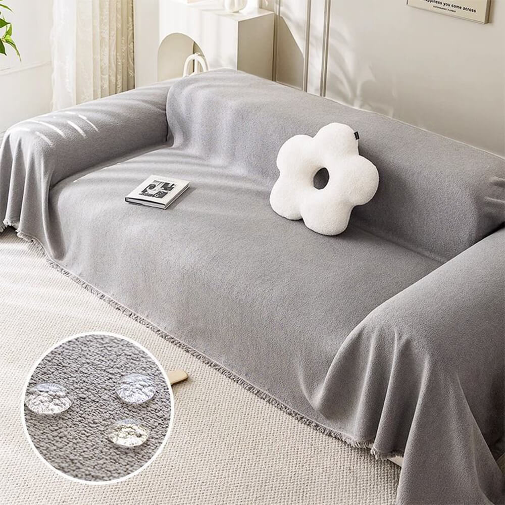 Soft Water-Resistant Teddy Plush Sofa Throw Cover