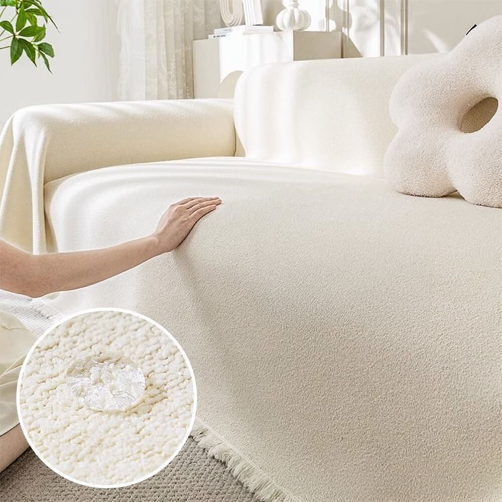 Soft Water-Resistant Teddy Plush Sofa Throw Cover