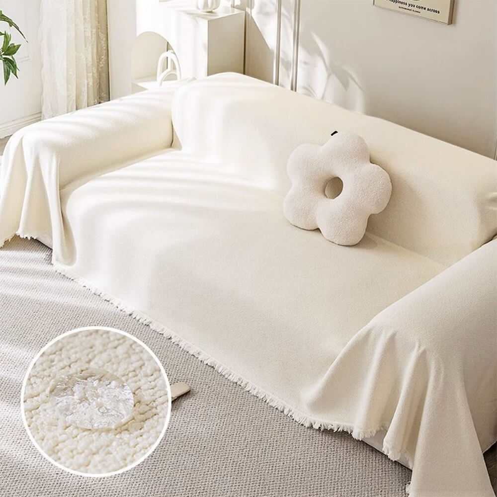 Soft Water-Resistant Teddy Plush Sofa Throw Cover