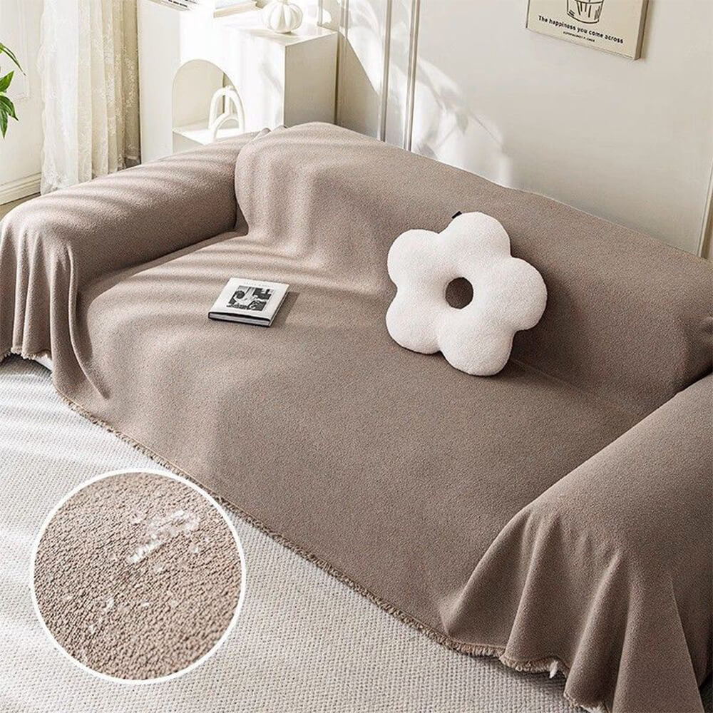 Soft Water-Resistant Teddy Plush Sofa Throw Cover