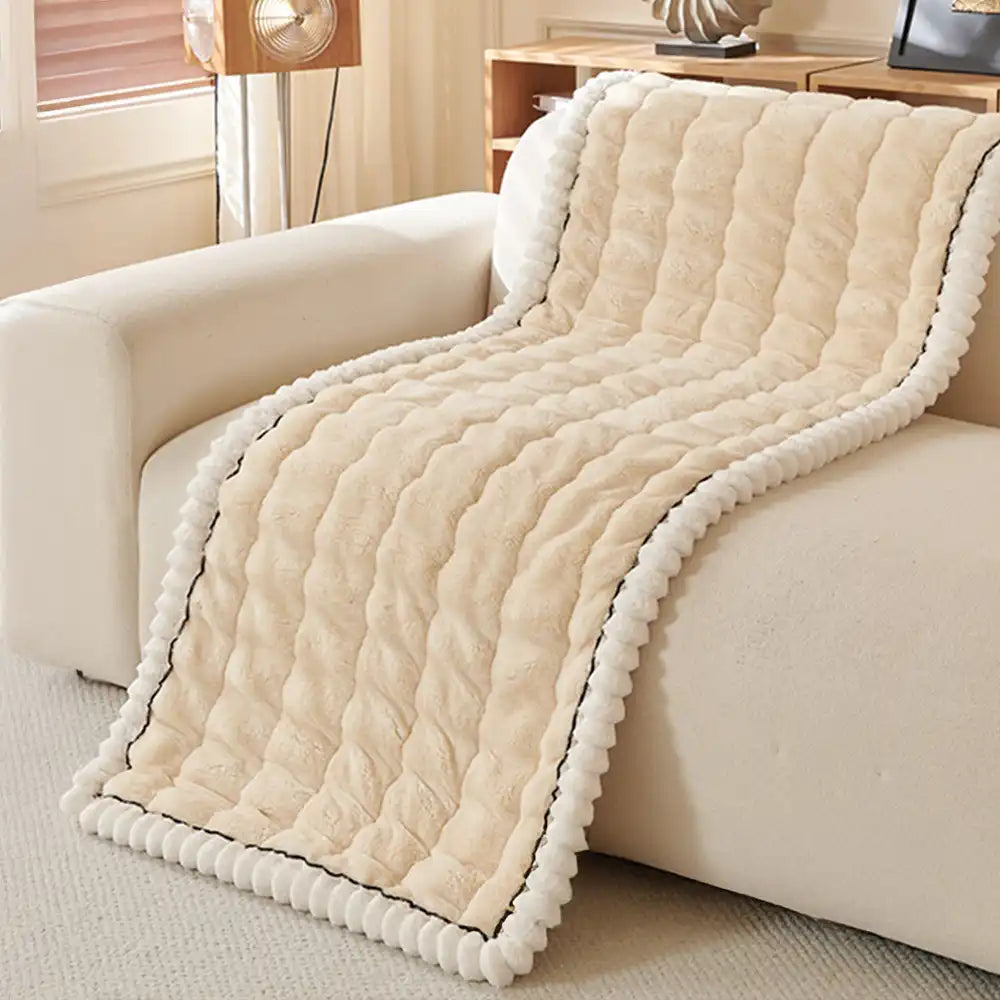 Solid-Color Fluffy Thickened Couch Cover for Sofa Decor