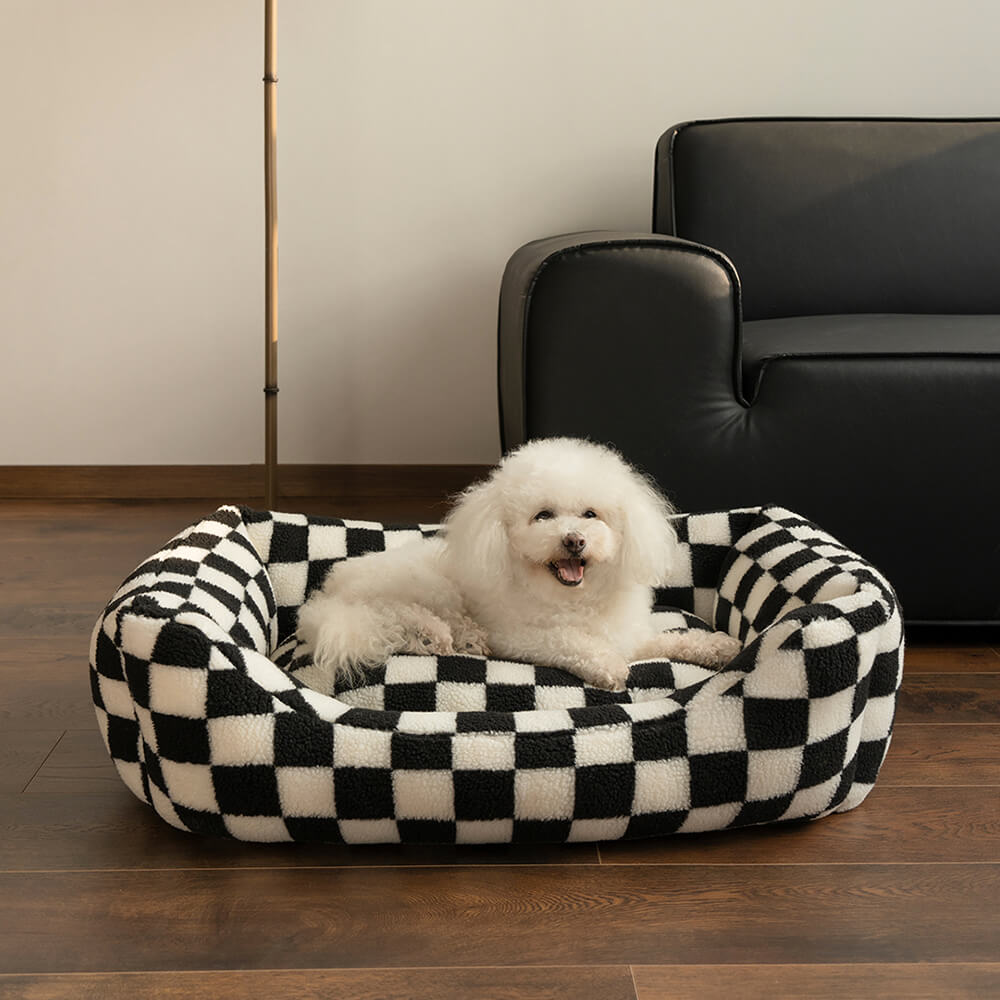 Stylish Checkerboard Removable Washable Dog Sofa Bed for Warmth and Comfort