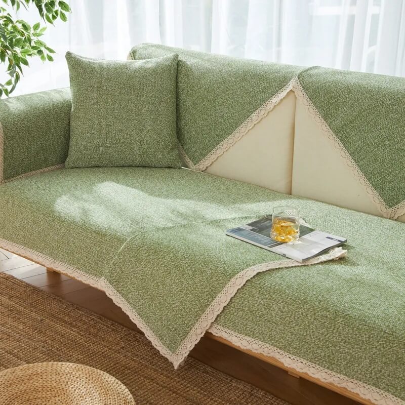 Hand-woven Cotton Linen Non-slip Couch Cover for All Seasons