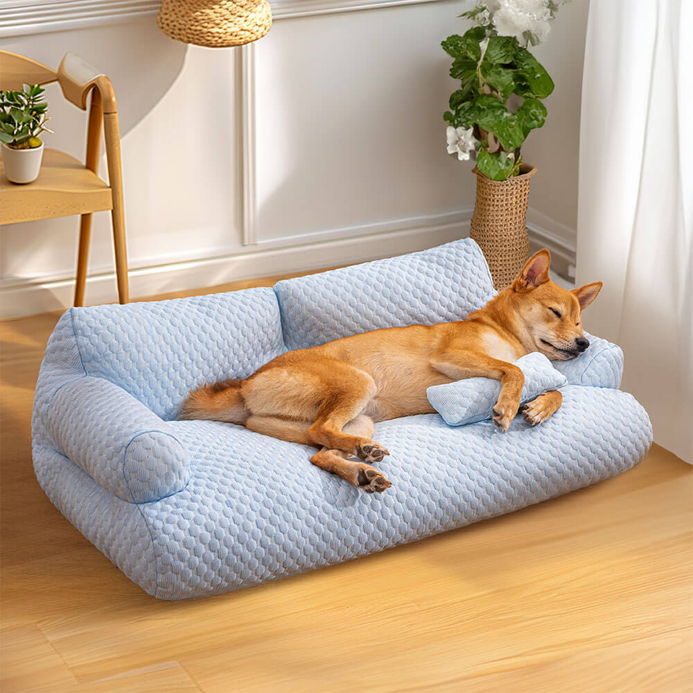 Ice Silk Cooling Pet Bed, Breathable and Washable Dog Sofa Bed