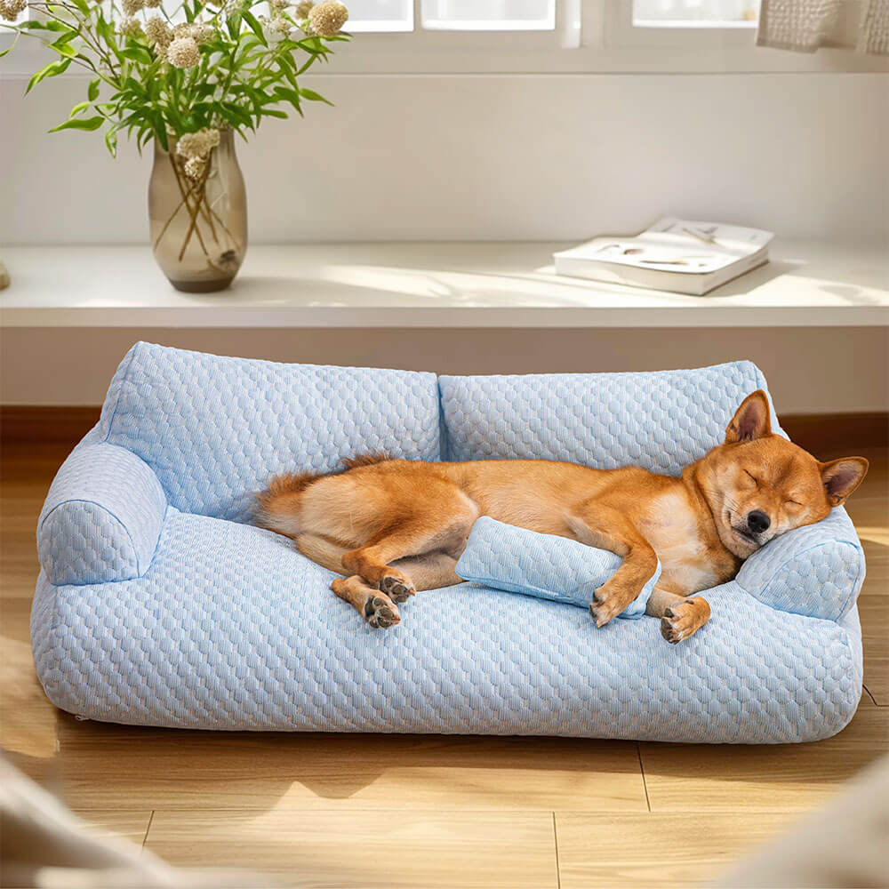Ice Silk Cooling Pet Bed, Breathable and Washable Dog Sofa Bed