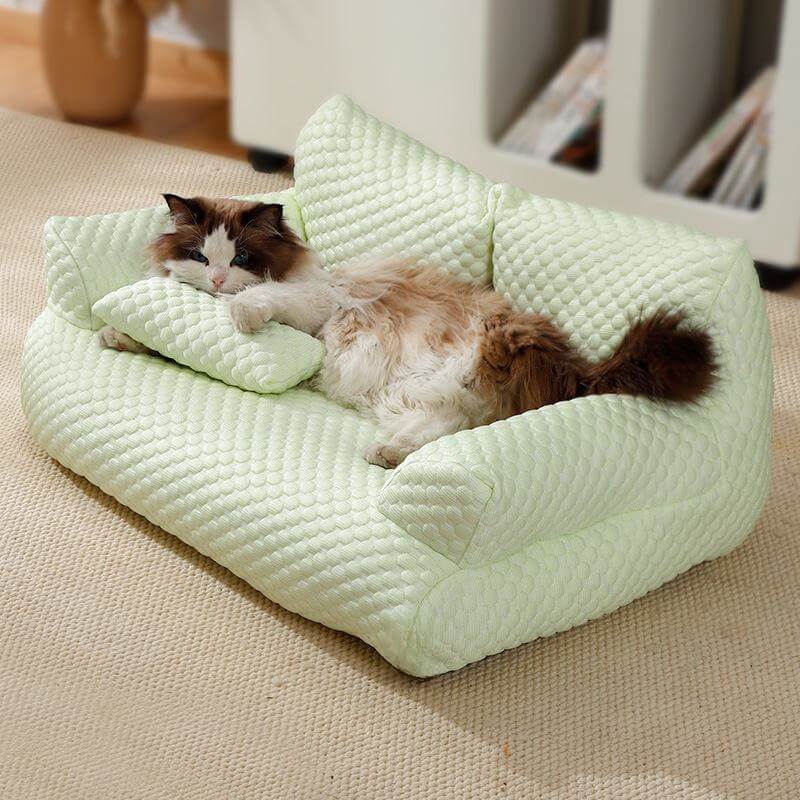 Ice Silk Cooling Pet Bed, Breathable and Washable Dog Sofa Bed
