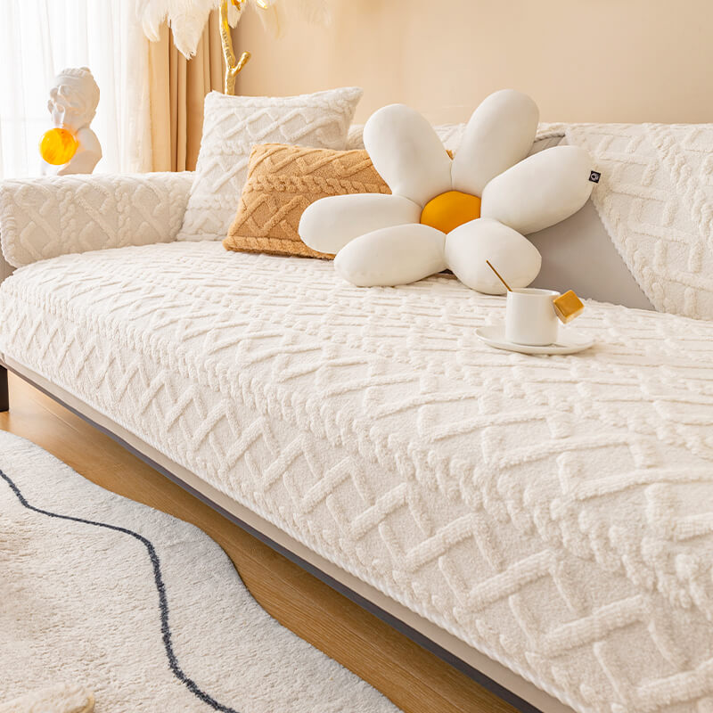 Plush Sofa Cushion, Winter Non-Slip Simple Modern Sofa Cover
