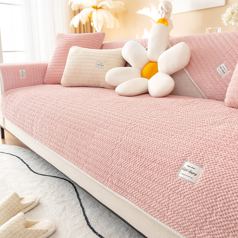 Corduroy Sofa Cushions for All Seasons, L-Shaped Sofa Compatible, Thickened Plush Back Towel Cover