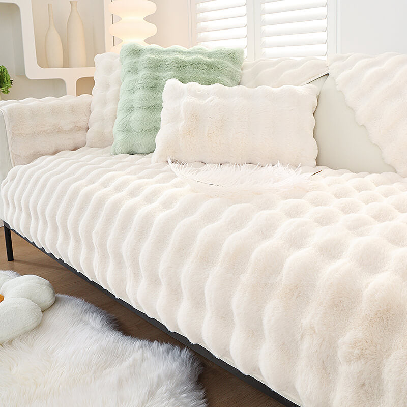 Rabbit Plush Sofa Cushion, Non-Fluff Thickened Non-Slip Universal Cover