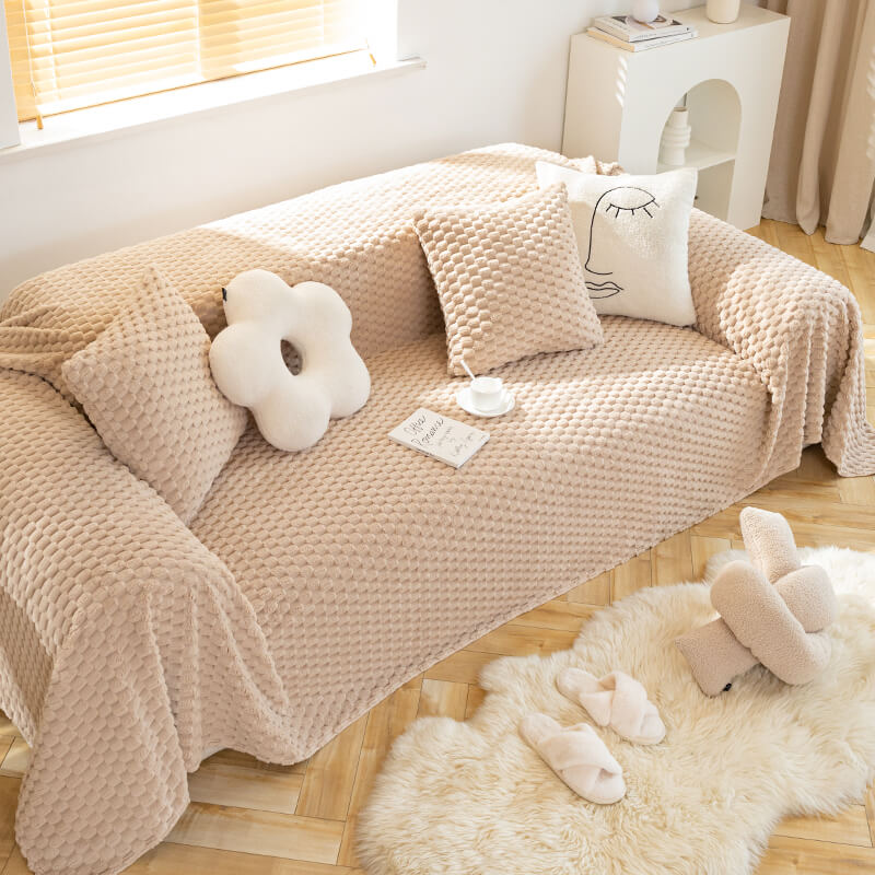 Thickened Plush Sofa Cover, Anti-Cat Scratch Cushion