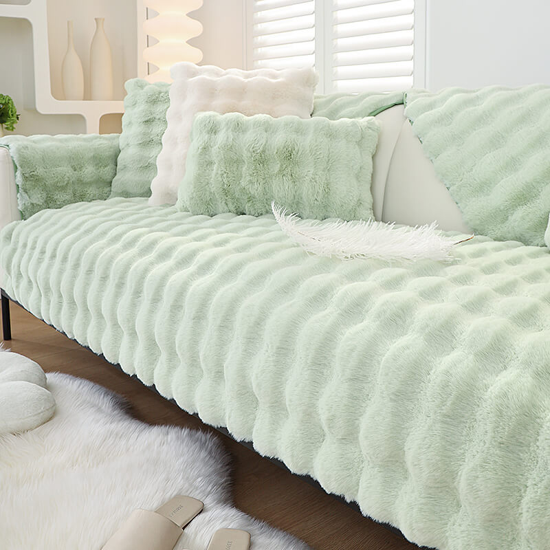 Rabbit Plush Sofa Cushion, Non-Fluff Thickened Non-Slip Universal Cover
