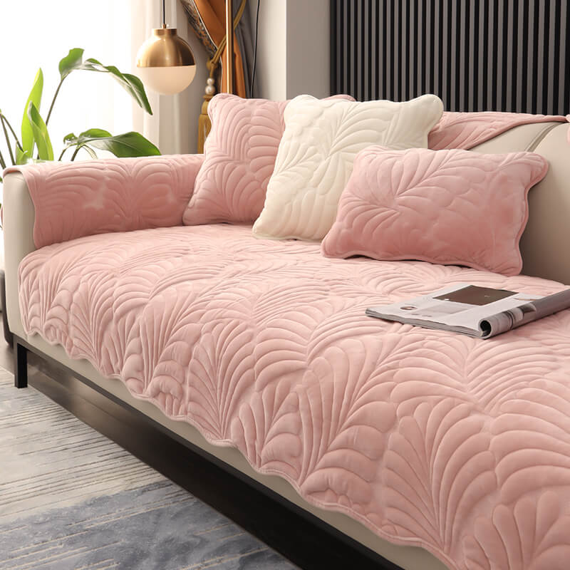 Dutch Velvet Short Plush Cushion, Non-Slip Thickened L-Shaped Sofa Cover
