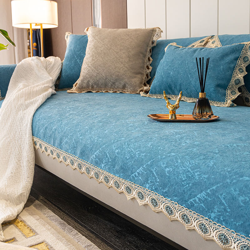 Light Luxury Chenille Sofa Cushion, Non-Slip Back Cover for L-Shaped Sofa