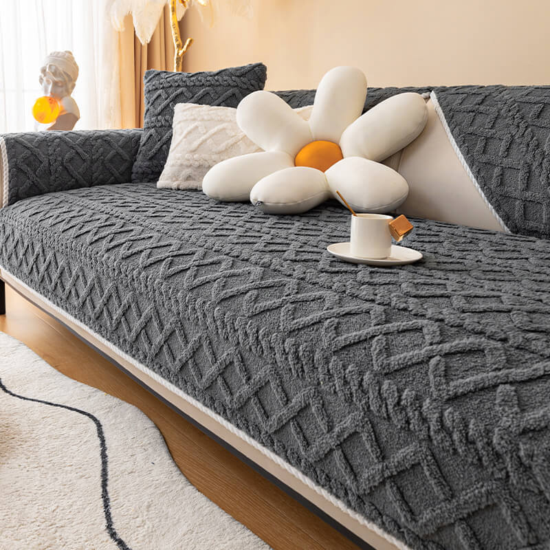Plush Sofa Cushion, Winter Non-Slip Simple Modern Sofa Cover