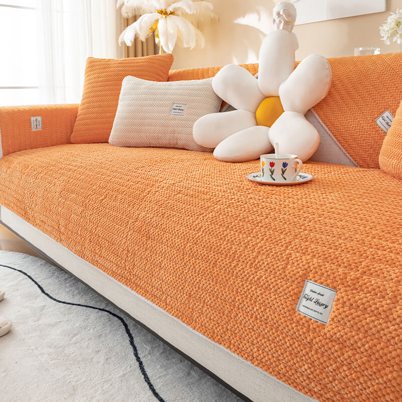 Corduroy Sofa Cushions for All Seasons, L-Shaped Sofa Compatible, Thickened Plush Back Towel Cover