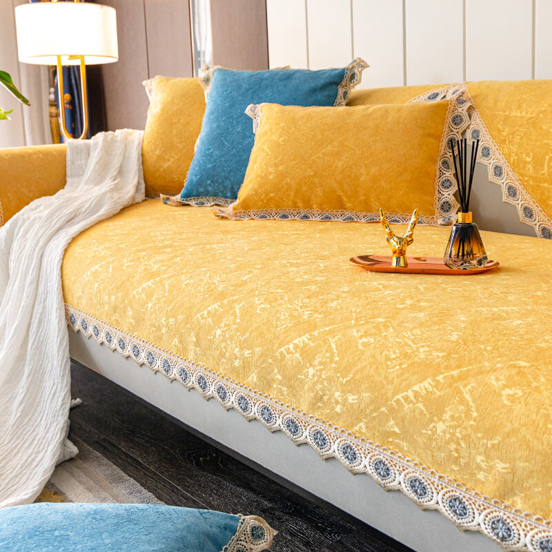 Light Luxury Chenille Sofa Cushion, Non-Slip Back Cover for L-Shaped Sofa