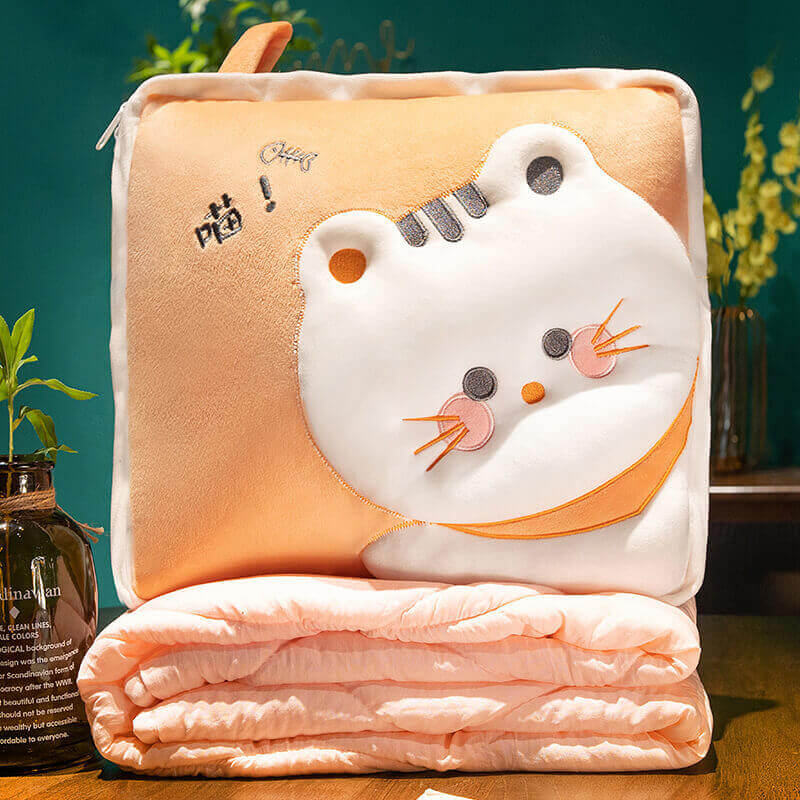 Dual-Use Cushion Blanket, Folding Pillow Blanket Two-in-One Sofa and Car Nap Cushion
