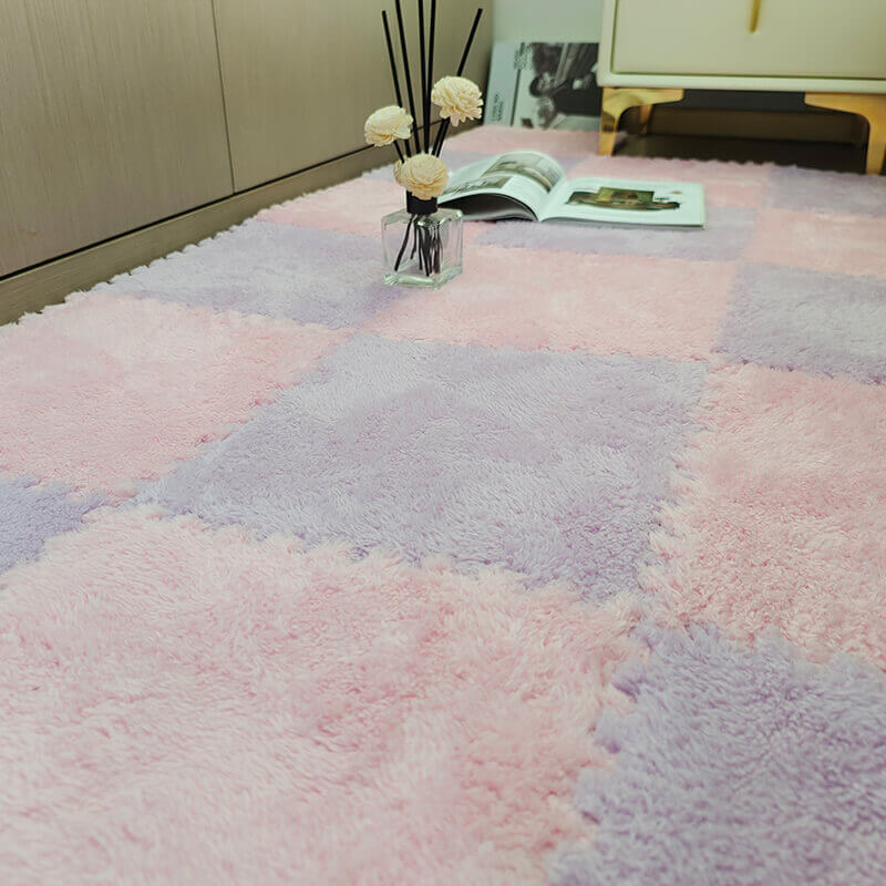 Tappetino patchwork in schiuma tagliabile a tutta lunghezza in peluche impermeabile per camera da letto 