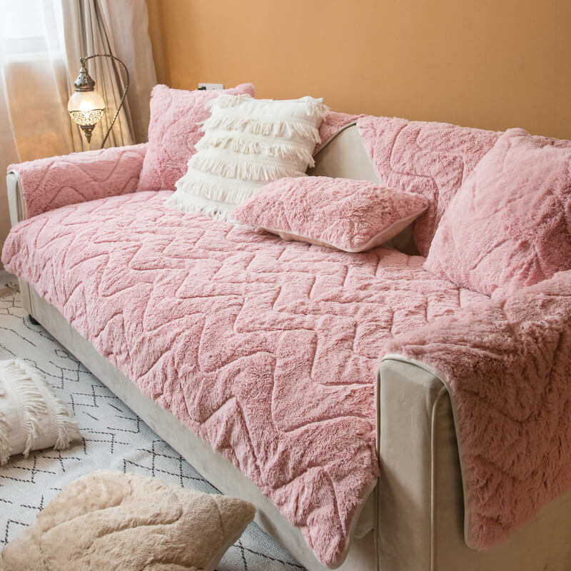Cat Feeling Plush Sofa Cushion, Universal Simple Modern Sofa Cover Towel