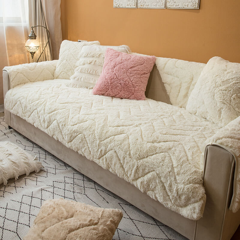 Cat Feeling Plush Sofa Cushion, Universal Simple Modern Sofa Cover Towel