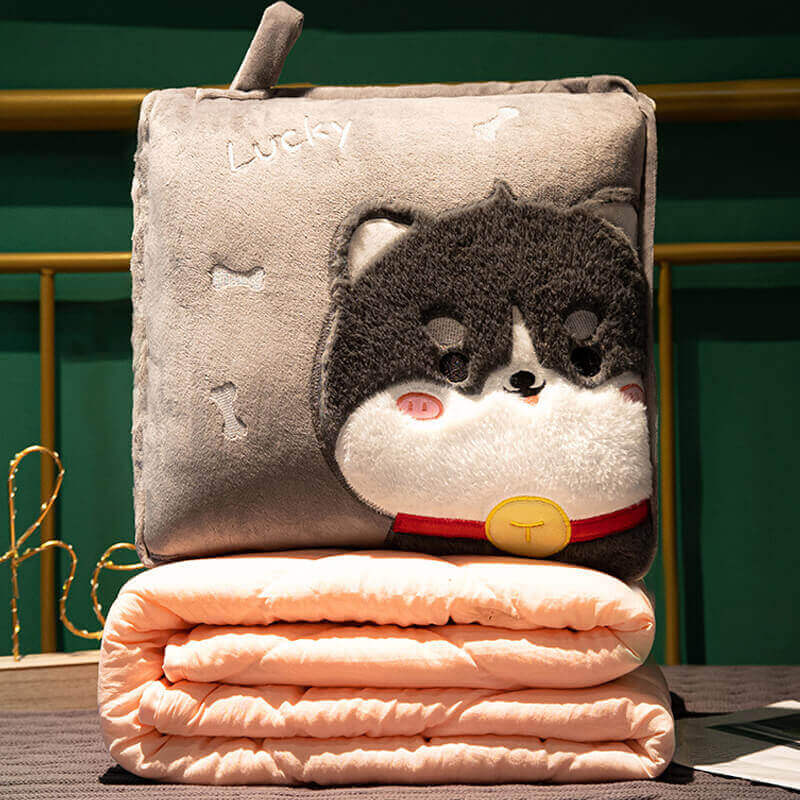 Dual-Use Cushion Blanket, Folding Pillow Blanket Two-in-One Sofa and Car Nap Cushion