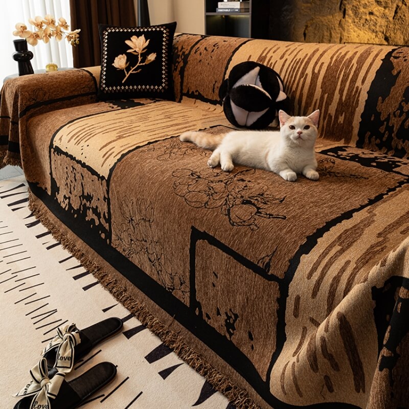 Vintage Chenille Anti-Scratch Sofa Protector Throw Cover