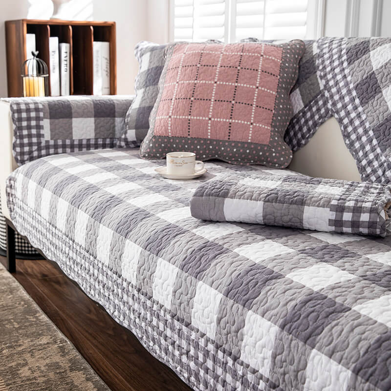 Cotton Plaid Anti-Scratch Sofa Cover