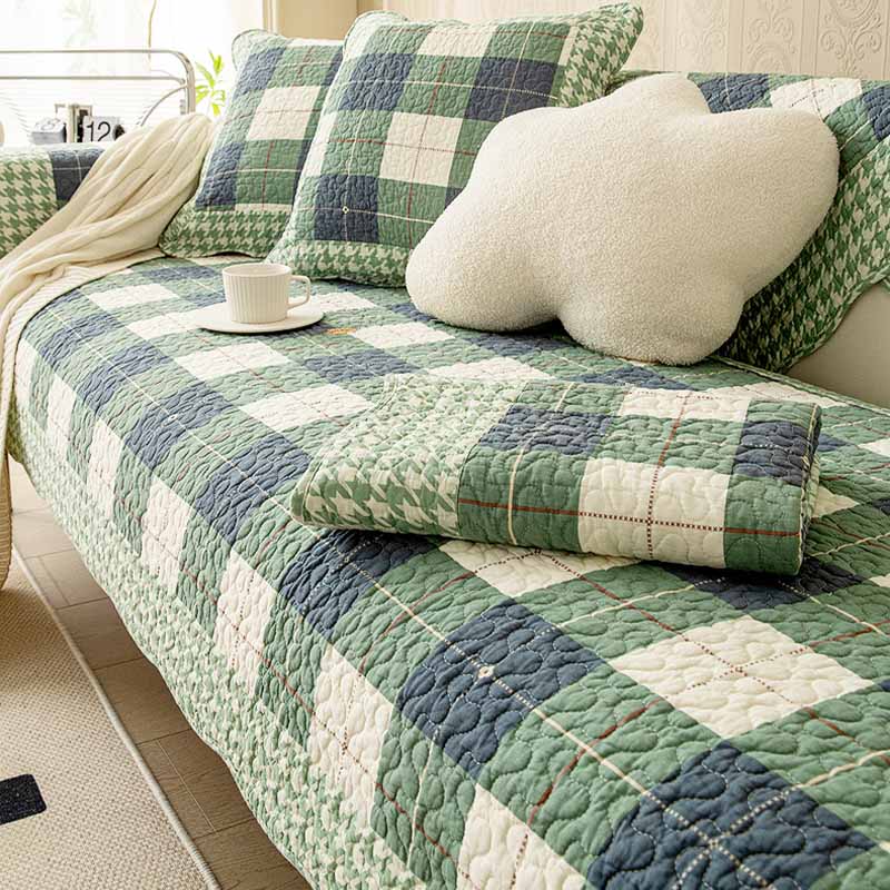 Cotton Plaid Anti-Scratch Sofa Cover
